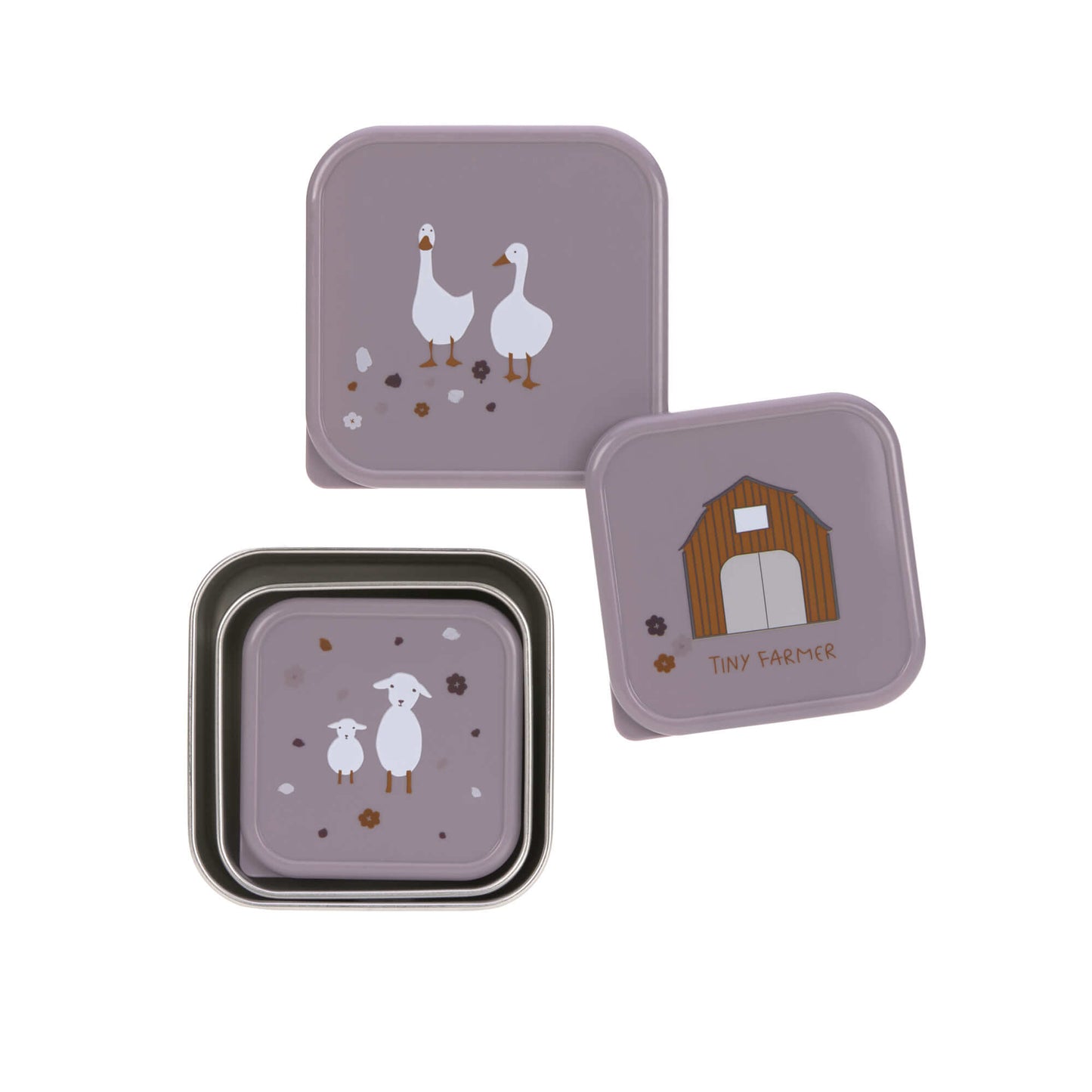 Lot de 3 boîtes de collations en inox "Tiny Farmer Lilas" - Lässig