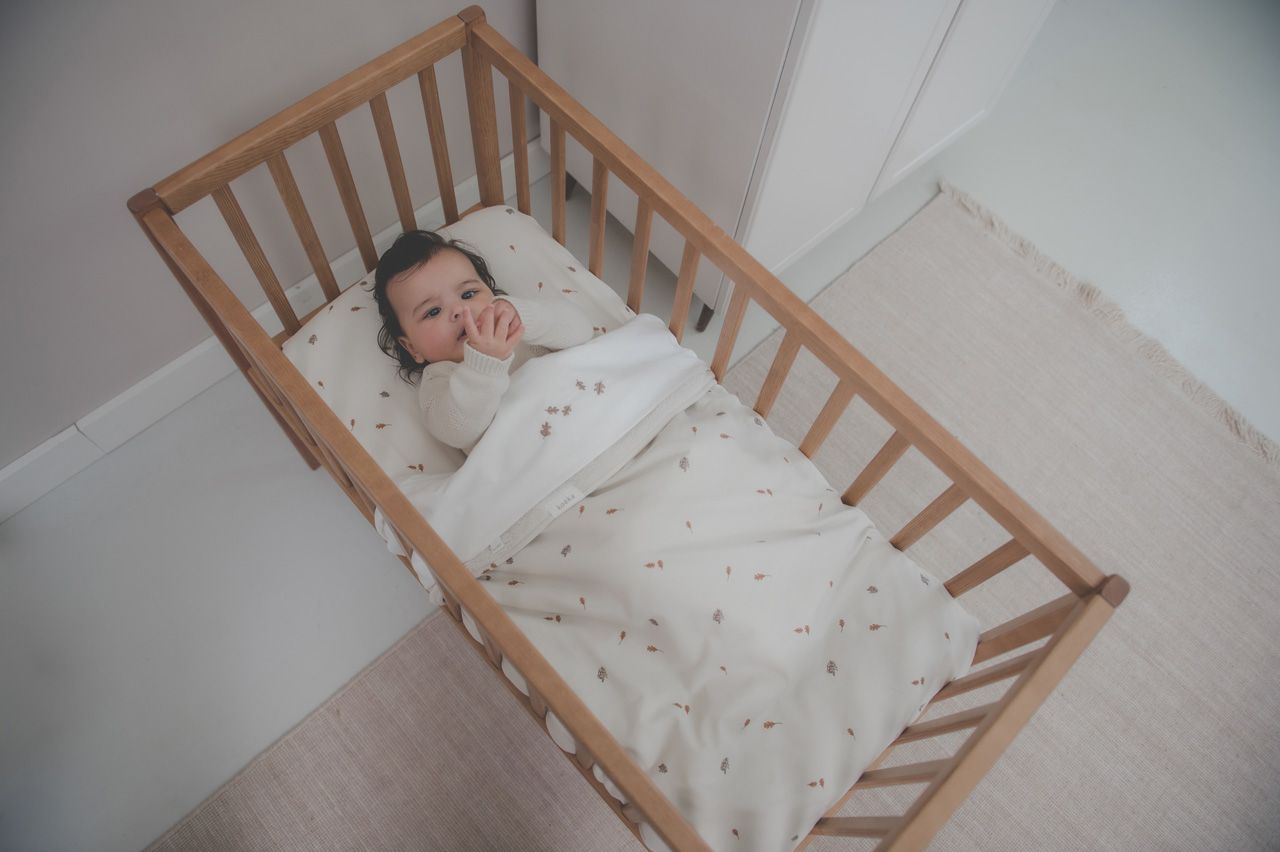 Couverture berceau teddy réversible Forest Blanc chaud - Koeka