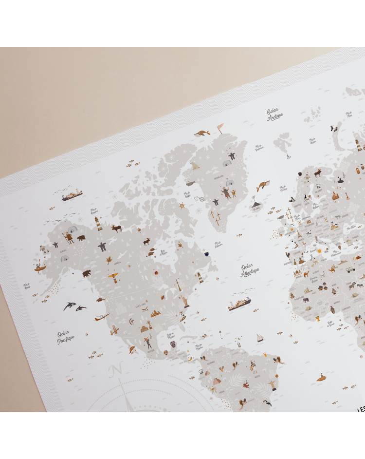 Affiche à tamponner "Carte du monde" - Les Petites Dates