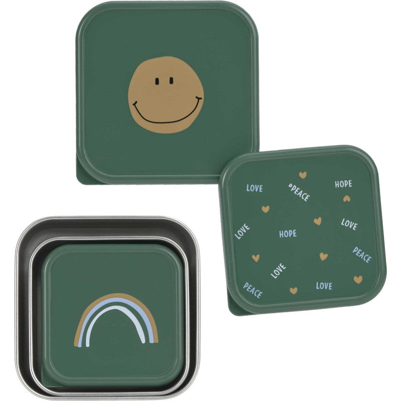 Lot de 3 boites à collations en inox "Happy Rascals Smile Green" - Lässig