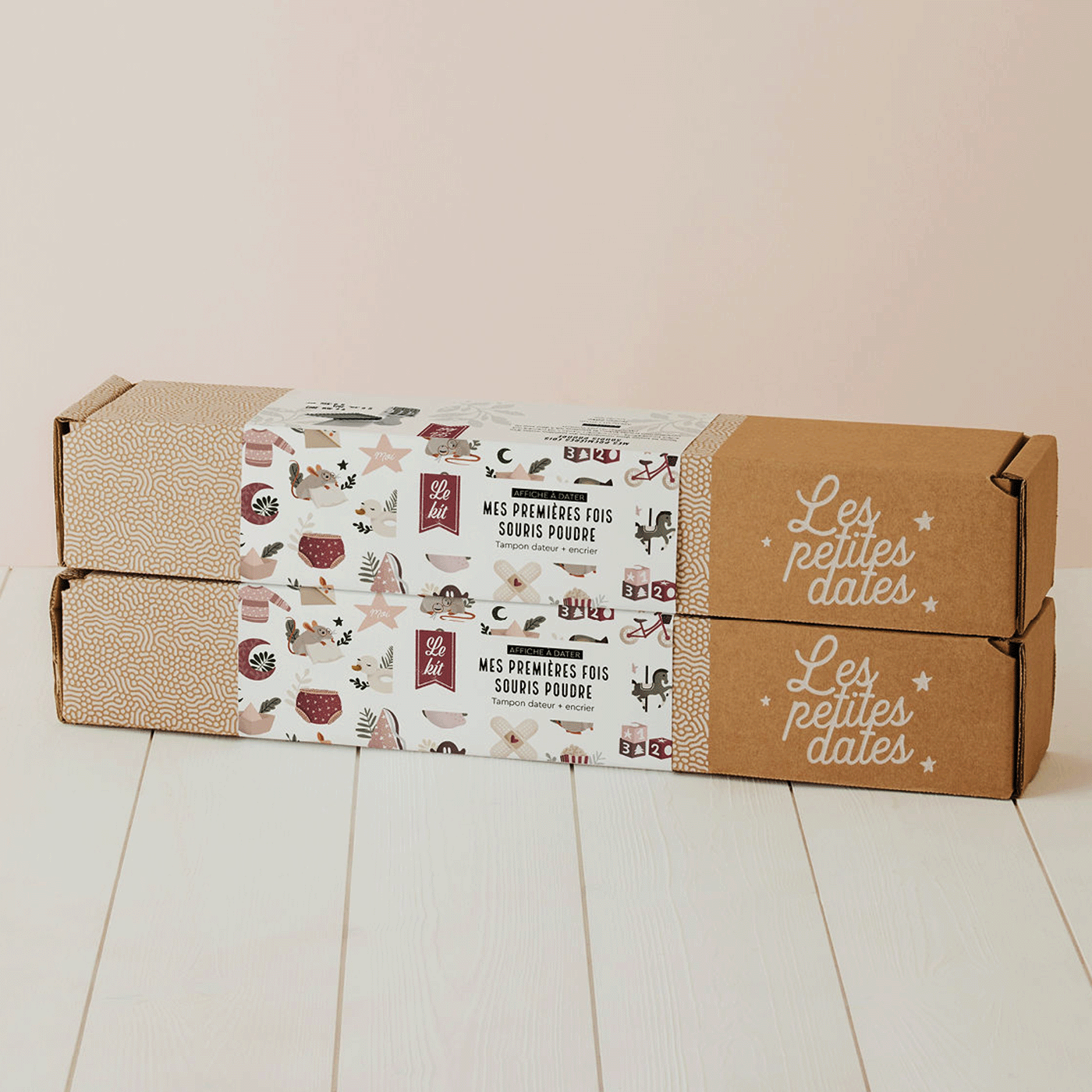 Affiche à tamponner " Mes premières fois - Souris poudre" - Les petites dates