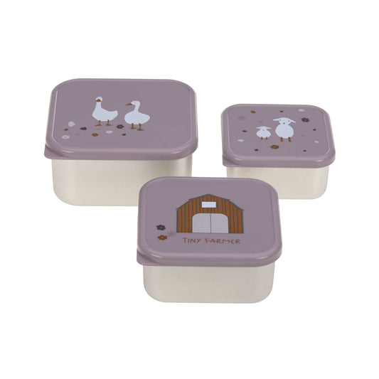 Lot de 3 boîtes de collations en inox "Tiny Farmer Lilas" - Lässig