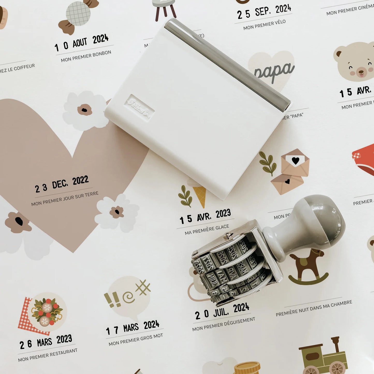 Affiche à tamponner "Mes 1ères fois - Love Ourson "- Les Petites Dates