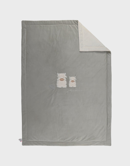 Couverture brodée kaki Fluffy - Noukies
