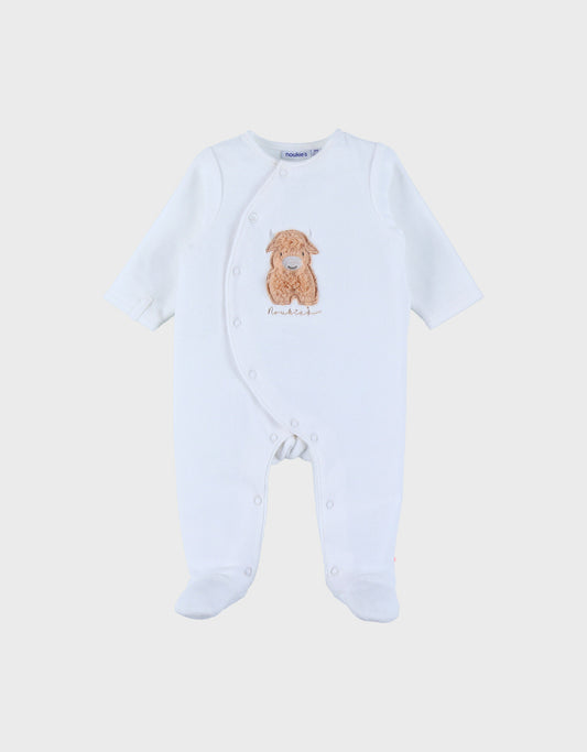 Pyjama en velours blanc brodé Fluffy - Noukies