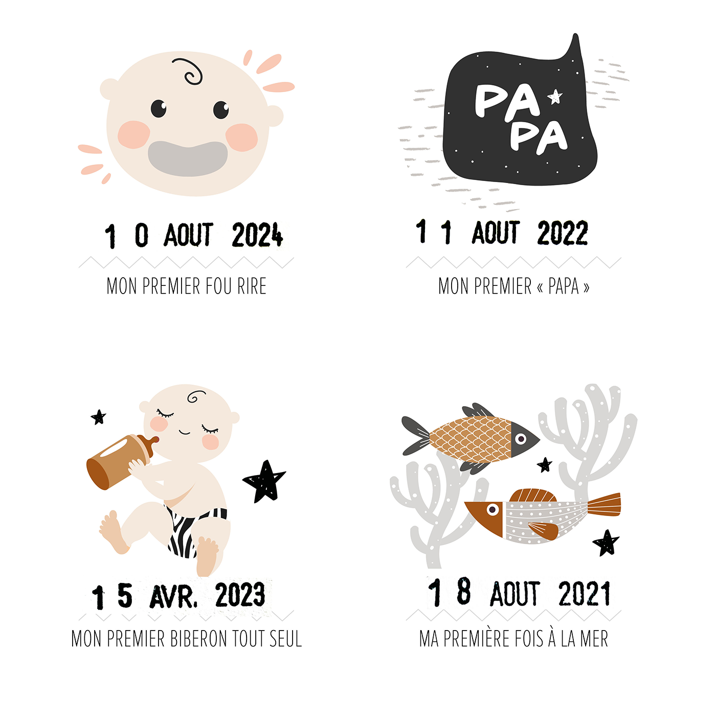 Affiche à tamponner "Mes premières fois " - Les petites dates