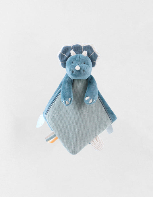 Doudou Tricératops "Ops" en veloudoux, bleu - Noukies